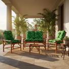 Conjunto Sofá Poltronas E Mesa De Bambu Cana Da India 4 Lug.