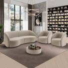 Conjunto Sofá Sala de Estar Bipartido 288cm e 2 Poltronas Clarke Veludo Bege G45 - Gran Belo