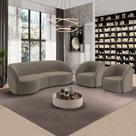 Conjunto Sofá Sala de Estar Bipartido 288cm e 2 Poltronas Clarke Veludo Castor G45 - Gran Belo