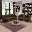 Conjunto Sofá Sala de Estar Bipartido 288cm e 2 Poltronas Clarke Veludo Marrom G45 - Gran Belo
