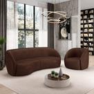 Conjunto Sofá Sala de Estar Bipartido 288cm e Poltrona Clarke PU Marrom Manchado G45 - Gran Belo