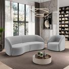 Conjunto Sofá Sala de Estar Bipartido 318cm e Poltrona Clarke Veludo Cinza G45 - Gran Belo