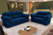 Conjunto Sofá Windsor Velut Azul 3 e 2 Lugares 2,04m e 1,59m - King House