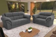 Conjunto Sofá Windsor Velut Cinza 3 e 2 Lugares 2,04m e 1,59m - King House