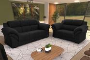 Conjunto Sofá Windsor Velut Preto 3 e 2 Lugares 2,04m e 1,59m - King House
