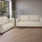 Conjunto Sofás 3 e 2 Lugares Tecido Poliéster Fun Cinza Off White