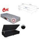Conjunto Solteiro Castor D33 Sleep Max com Cama Box Baú 88x188 Espuma Firme Suede Premium Baú Blindado com Pistão a Gás