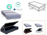 Conjunto Solteiro Colchão Protege Ortopédico Sanko c/ Cama Box Baú Jadmax 88x188 - Linha Extra Firme e Resistente