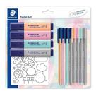 Conjunto Staedtler Canetas Triplus e Marcadores Pastel 12pçs Conjunto Staedtler Canetas Triplus e Marcadores Pastel 12pçs