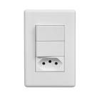 Conjunto Stella Steck 2 Interruptores Simples + 1 Tomada 2P+T Horizontal Branco 10A 250V