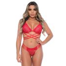 Conjunto Strappy Microfibra Renda Sem Bojo Calcinha Fio