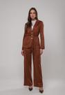 Conjunto Suede Blazer com Faixa e Calça Wide Leg Marrom Salvatore