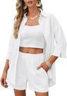 Conjunto summer colete +short+cropped feminino -tamanho g