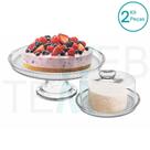 Conjunto Suporte para Bolo com Pé Prato 28cm e Queijeira Porta Queijos de Vidro Vitazza: Mesa Posta, Praticidade Sustentável, Organização e Decoração