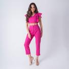 Conjunto susie cropped godê e calça cigarrete feminino Conjunto susie cropped godê e calça cigarrete feminino