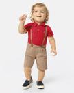 Conjunto Suspensório Menino Bebê Infantil Bebê Social Polo Bermuda com Suspensório Social - Carinho