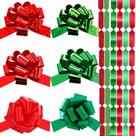 Conjunto Syhood, 48 peças, Gift Pull Bows, vermelho, verde, 12 cm de largura
