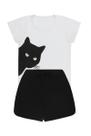 Conjunto T-shirt de Gato e short - Destak