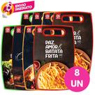 Conjunto Tábua Corte Decorada Plástico Retangular Colorida Churrasco Carne Legumes