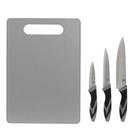 Conjunto Tábua De Corte Com 3 Facas Bel Aço Inox 4 Peças