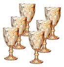 Conjunto Taça cor ambar diamante 340 ml vidro diamond 6 pç