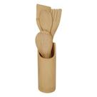 Conjunto Talheres Bambu Jogo C/ 5 Peças Utensílio Cozinha