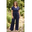 Conjunto Tania Feminino com Blusa Decote V e Calça Pantalona com Bolso e Cordão