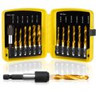 Conjunto Tap Bit TOPEC 3 em 1 HSS revestido de titânio 13 unidades SAE/Metric Conjunto Tap Bit TOPEC 3 em 1 HSS revestido de titânio 13 unidades SAE/Metric