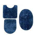 Conjunto Tapete de Banheiro Kit 3 Peças Jogo Antiderrapante Cor Azul