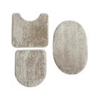 Conjunto Tapete de Banheiro Kit 3 Peças Jogo Antiderrapante Cor Bege Areia