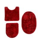 Conjunto Tapete de Banheiro Kit 3 Peças Jogo Antiderrapante Cor Cereja