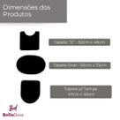 Conjunto Tapete de Banheiro Kit 3 Peças Jogo Antiderrapante Cor Neutra Preto