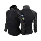 Conjunto Tático Masculino Preto Camuflado Com Blusa De Combate 1/4 Zip E Calças Duráveis Para Conjunto Tático Masculino Preto Camuflado Com Blusa De Combate 1/4 Zip E Calças Duráveis Para