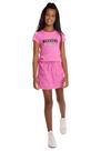 Conjunto Teen Juvenil Menina Rosa Neon com short Saia 6797