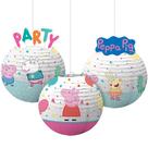 Conjunto temático de lanternas de papel Amscan Peppa Pig de 3 - 9,5 x 12,5 cm