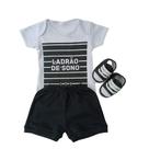 Conjunto Tênis Com Body E Short Bebe Menino Mêsversario Estampado Verão 100% Suedine
