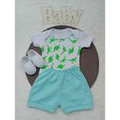Conjunto Tênis Com Body E Short Bebe Menino Mêsversario Estampado Verão 100% Suedine