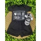 Conjunto Tênis Com Body E Short Bebe Menino Mêsversario Estampado Verão 100% Suedine