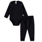Conjunto Térmico Bebê Body e Calça Ultra Comfort Preto Costão