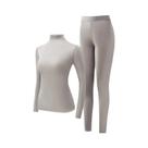Conjunto Térmico Feminino De Manga Longa Com Alta Elasticidade, Gola Alta, Efeito Segunda Pele,