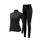 Conjunto Térmico Feminino De Manga Longa Com Alta Elasticidade, Gola Alta, Efeito Segunda Pele,