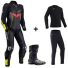 Conjunto texx macacao pista 1 pç + bota supertech v2 + bonus conj climate x11.