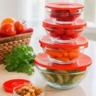 Conjunto Tigela De Vidro Bowl Marmita Com Tampa 5 Potes Com Tampa Conserva O Alimento Duhome