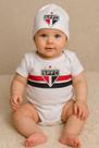 Conjunto Time tricolor torcedor fanático 3 peças Body shorts boina bebê festa mesversário