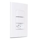 Conjunto Tomada 10A + 2 Interruptores Simples Branco Sleek Conjunto Tomada 10A + 2 Interruptores Simples Branco Sleek