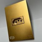 Conjunto Tomada 10a 20a 4x2 Dourada Fosco Interruptor Simples Paralelo Ouro Nobre Satin Blux