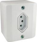 Conjunto Tomada 2 Polos + Terra 10A Sobrepor Sistema X Radial Branco Completo
