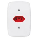 Conjunto Tomada 20A 250v Pluzie Linha Ideale Vermelho 3 Pinos Grossos Bivolt Elétrica de Parede