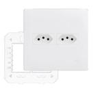 Conjunto Tomada Dupla 10A com Suporte 4x4 Habitat Branco