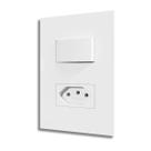 Conjunto Tomada Recta 10A Com Tecla Interruptor Simples - B.Lux